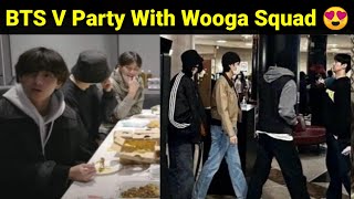 BTS V Enjoying With Wooga Squad 😭  V Spotted With Wooga Squad [upl. by Aliekat]