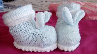 Tuto tricot chaussons lapins de bébé au tricot chaussons de bébé au tricot bottines bébé Part 22 [upl. by Corrinne]