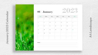 January 2023 Printable Calendar Template Free Download [upl. by Mensch]