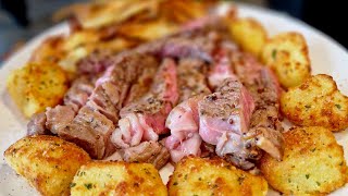 Bistecca con patate sabbiose e bucce di patate croccanti con friggitrice ad aria Aigostar [upl. by Brocklin]