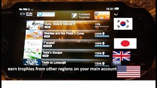 Playstation Vita multiple account trick earn trophies from other regions on your main acc [upl. by Adnalue]