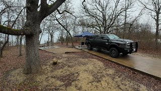 FatherSon truck bed camping Rain rain rain [upl. by Atinod]