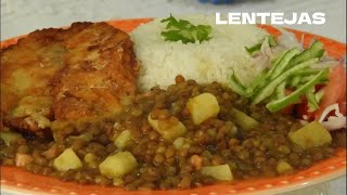 MENESTRAS  LENTEJAS con PESCADO frito  Receta fácil y nutritiva [upl. by Marshal]