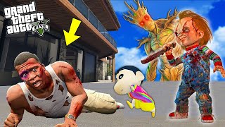 FRANKLIN under attack by EVIL CHUCKY and GROOT in GTA 5  SHINCHAN and CHOP [upl. by Oilcareh]