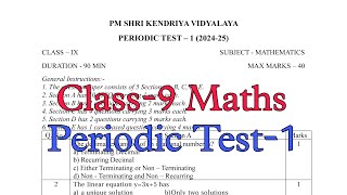 Class9 Maths  Periodic Test1  KV Question Paper 202425  PT1 Exam of Kendriya Vidyalaya [upl. by Sherer]