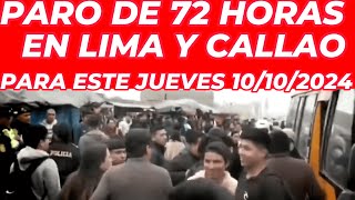 PARO DE TRANSPORTISTAS POR 72 HORAS EN LIMA Y CALLAO [upl. by Ykceb457]