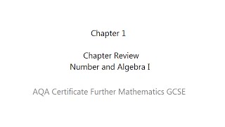 AQA Certificate Further Mathematics GCSE Chapter 1 Review [upl. by Skurnik786]