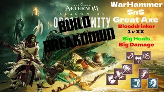 New World  1vX  Build Breakdown  WarHammer  SnS  GreatAxe  Big Damage [upl. by Ainig]