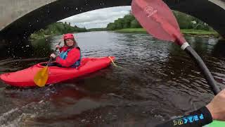 Kayak first timers practice on moving water [upl. by Letsyrhc656]