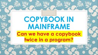 Copybook in Mainframe Replacing COBOL Can we use same copybook twice in a program  Mainframe Guru [upl. by Attenahs]