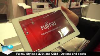 Fujitsu Stylistic Q704 with keyboard dock and Stylistic Q584 with Smart Card Shell [upl. by Eelrahc796]