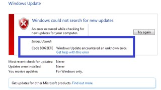 FIX 80072EFE Update Error in Windows 7 Solved [upl. by Akinimod]