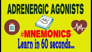 Adrenergic Agonists Learn in 60 Seconds with Mnemonics  PharmCept [upl. by Aslehc]