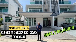 RM1750000  3STOREY SEMID CLOVER  GARDEN RESIDENCE CYBERJAYA  FREEHOLD  3823 SQFT  LUXURIOUS [upl. by Ellerret123]