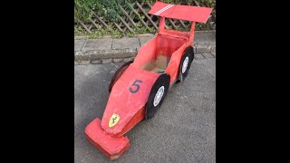 Ferrari quotJensquot  Kleines Rennauto zum Fahren aus Kartons basteln Racing Car mit Helm [upl. by Uphemia]