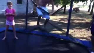 Epic trampoline net FAIL [upl. by Hakilam]