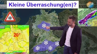 Das Wichtigste in Kürze Kleine Überraschungen Schnee im Bergland 20° bald im Flachland amp dann [upl. by Acirdna266]