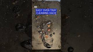 How to clean an oven tray with a dishwasher tablet Science CleaningHacks Shorts [upl. by Kort684]