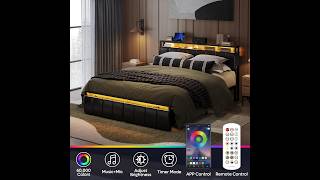 Bestier Bed Frame with LED Light amp Charging Station No Box Spring Needed Easy Assembly [upl. by Belter691]