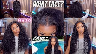 WHAT LACE 🫣🤔 GLUELESS PRE CUT  PRE PLUCKED BEGINNER WIG INSTALL 28 INCH WATER WAVE X RESHINE HAIR [upl. by Ruel]