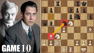 Havana Knights  Lasker vs Capablanca  WCC Game 10 1921 [upl. by Sitrik]