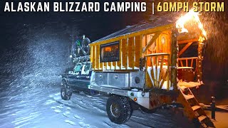 Riding Out a 60mph Blizzard in my Homemade Truck Camper alaska vanlife asmr wintercamping [upl. by Hortensa]