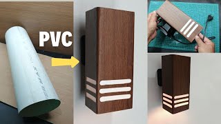 How To Make Wall Decoration Lights from PVC Pipes Converting to Square [upl. by Monto22]