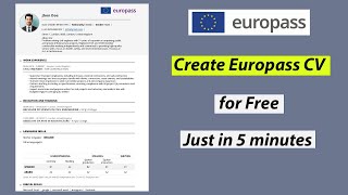 Create Free Best CV for Europe  Europass CV for Europe jobs  Europass CV Formats [upl. by Kreiker]