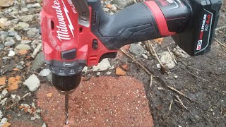 Milwaukee M12 Fuel GEN 2 Brushless Hammer Drill Drilling Concrete [upl. by Notgnillew]