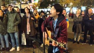 Hallelujah  Kimman Wong 黃劍文 Busking in Prague 2015 Busker [upl. by Hurty]