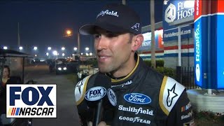 Aric Almirola comments on that lastlap wreck  2018 DAYTONA 500  NASCAR on FOX [upl. by Revlis]