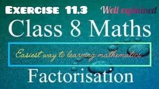 Factorisation class 8 exercise 113 ml aggarwal factorisation mlaggarwal class8maths [upl. by Nanji]