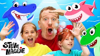 Baby Shark Finger Family Song for Kids with Steve and Maggie  Haunted House Go Away Monsters Song [upl. by Alton]