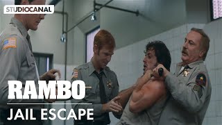 RAMBO FIRST BLOOD  Jail Escape Scene 4K  Starring Sylvester Stallone [upl. by Naomi]