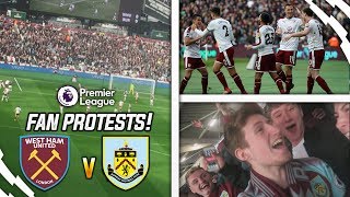 FAN PROTESTS FIGHTS AND SCENES  WEST HAM 03 BURNLEY AWAY DAY VLOG [upl. by Aihsined174]