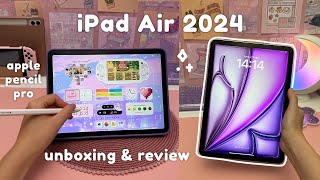 NEW iPad Air 2024 Unboxing amp Review 💜 Apple Pencil Pro  accessories iPad Air M2 [upl. by Weinberg]