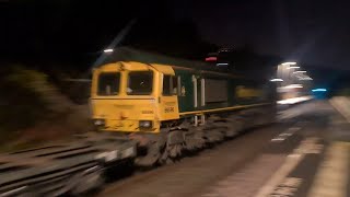 66596 rushes through Slaithwaite with a CreweLeeds working [upl. by Ennelram]