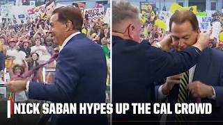 Cal fans GO BERSERK as Nick Saban removes Stanford red tie 🤣  College GameDay [upl. by Jerz]