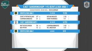 East Sandringham 1 v Bentleigh ANA 1 [upl. by Hairym]