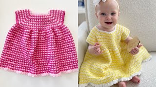 Crochet Houndstooth Baby Dress [upl. by Noivart960]