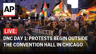 DNC LIVE Protests begin outside the convention hall in Chicago [upl. by Adnimra293]