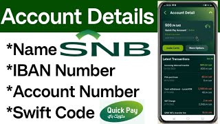 SNB Bank Account Detail Check kryn  SNB Account Number Kaise Check Kare  SNB Bank Swift Code Check [upl. by Orlan]