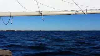 Herreshoff America Catboat sailing in November [upl. by Deehahs]