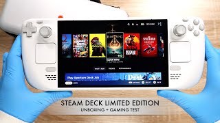 Limited Edition Steam Deck OLED White  Full Unboxing amp Gaming Test [upl. by Adnuhsar]