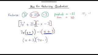 Factorising Quadratics by Grouping Coefficient Greater Than 1  More examples [upl. by Guenevere]