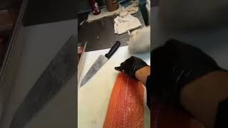 Easy way Taking skin off salmon [upl. by Edecrem]