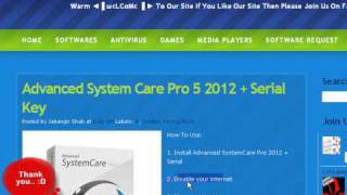 Advanced SystemCare Pro 5 2012  Serial Key [upl. by Calloway]