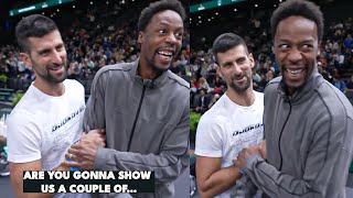 Djokovic Challenges Monfils to a Dance Show Me One Move and Ill Repeat It  Paris 2023 [upl. by Lodge364]