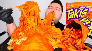 Matt Stonies 10000 Calorie EXTREMELY CHEESY Takis SPICY FIRE Noodle Challenge 907g OF CHEESE [upl. by Llerrom]