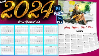 2024 Calendar PSD Template Free  Wall Calendar Design 2024 Free PSD [upl. by Austina]